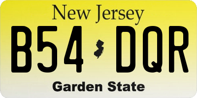 NJ license plate B54DQR