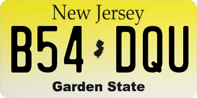 NJ license plate B54DQU