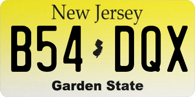 NJ license plate B54DQX