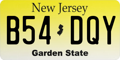 NJ license plate B54DQY