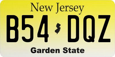 NJ license plate B54DQZ