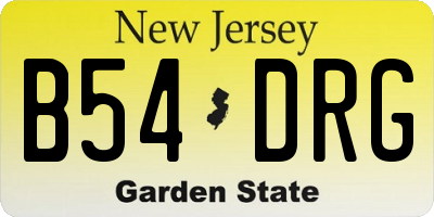 NJ license plate B54DRG