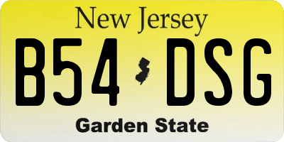 NJ license plate B54DSG