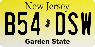 NJ license plate B54DSW