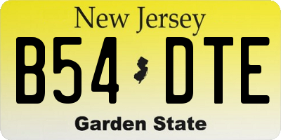 NJ license plate B54DTE