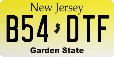 NJ license plate B54DTF