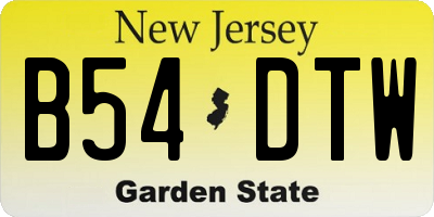 NJ license plate B54DTW