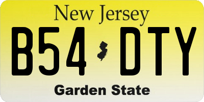 NJ license plate B54DTY