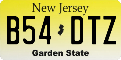 NJ license plate B54DTZ