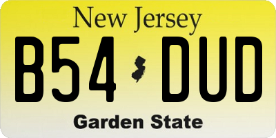 NJ license plate B54DUD
