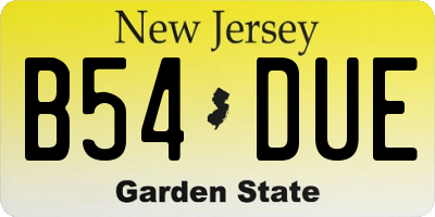 NJ license plate B54DUE