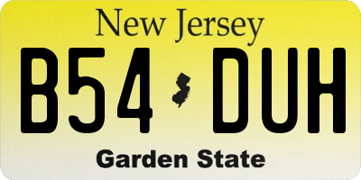 NJ license plate B54DUH