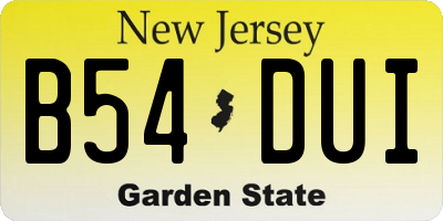 NJ license plate B54DUI
