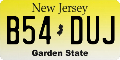 NJ license plate B54DUJ