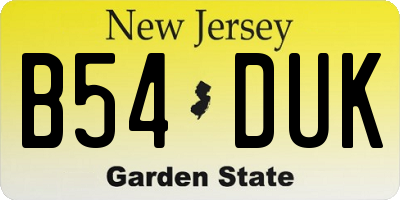 NJ license plate B54DUK