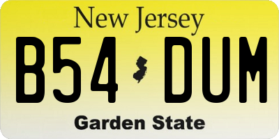 NJ license plate B54DUM