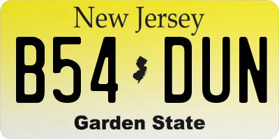 NJ license plate B54DUN