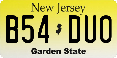 NJ license plate B54DUO