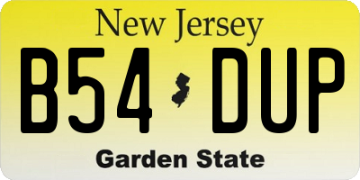 NJ license plate B54DUP