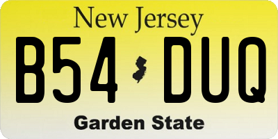 NJ license plate B54DUQ