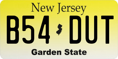 NJ license plate B54DUT