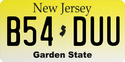 NJ license plate B54DUU