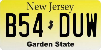 NJ license plate B54DUW