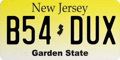 NJ license plate B54DUX