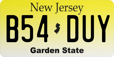 NJ license plate B54DUY