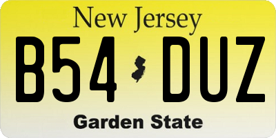 NJ license plate B54DUZ
