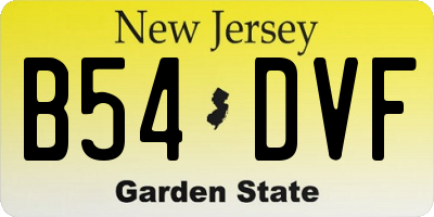 NJ license plate B54DVF