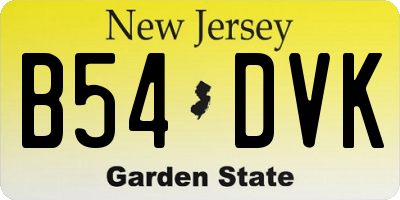 NJ license plate B54DVK