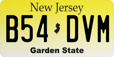 NJ license plate B54DVM
