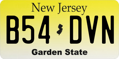 NJ license plate B54DVN