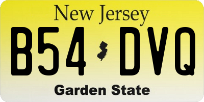 NJ license plate B54DVQ