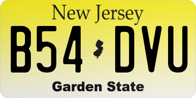 NJ license plate B54DVU