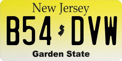 NJ license plate B54DVW