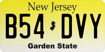 NJ license plate B54DVY