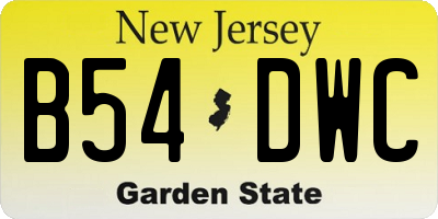 NJ license plate B54DWC