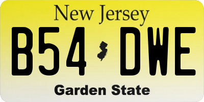 NJ license plate B54DWE