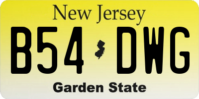 NJ license plate B54DWG