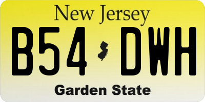 NJ license plate B54DWH
