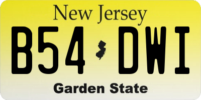 NJ license plate B54DWI