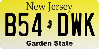 NJ license plate B54DWK