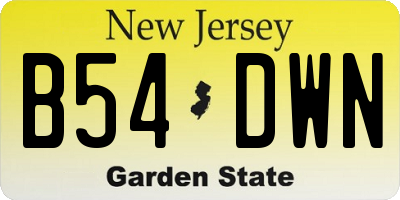NJ license plate B54DWN
