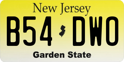 NJ license plate B54DWO
