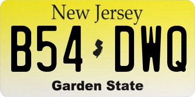 NJ license plate B54DWQ