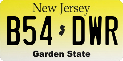 NJ license plate B54DWR
