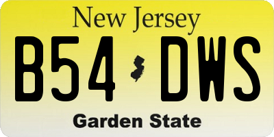 NJ license plate B54DWS