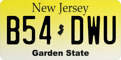 NJ license plate B54DWU
